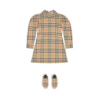 Robe à manches bouffantes en coton Vintage Check - Archive Beige Check