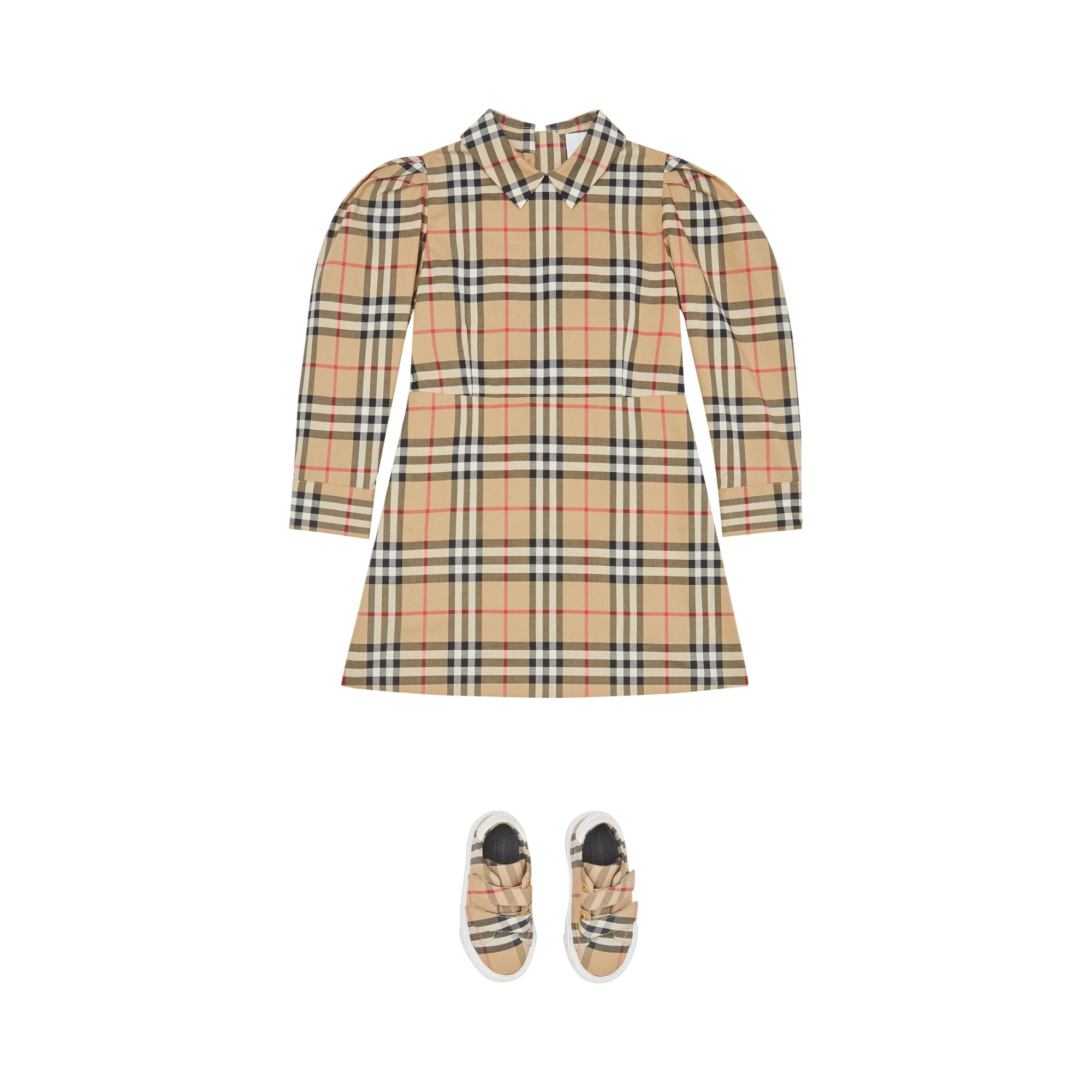 Robe à manches bouffantes en coton Vintage Check - Archive Beige Check