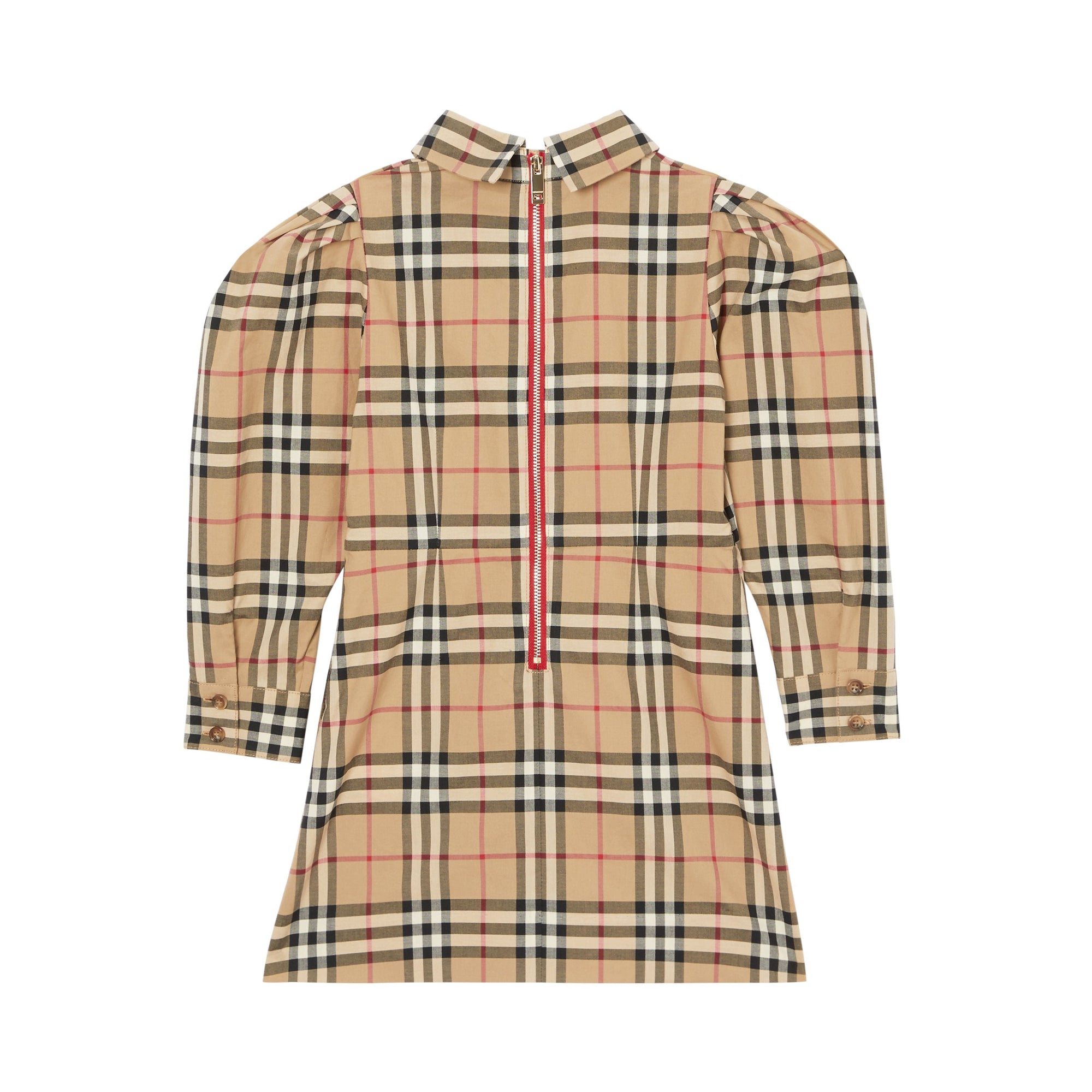 Robe à manches bouffantes en coton Vintage Check - Archive Beige Check