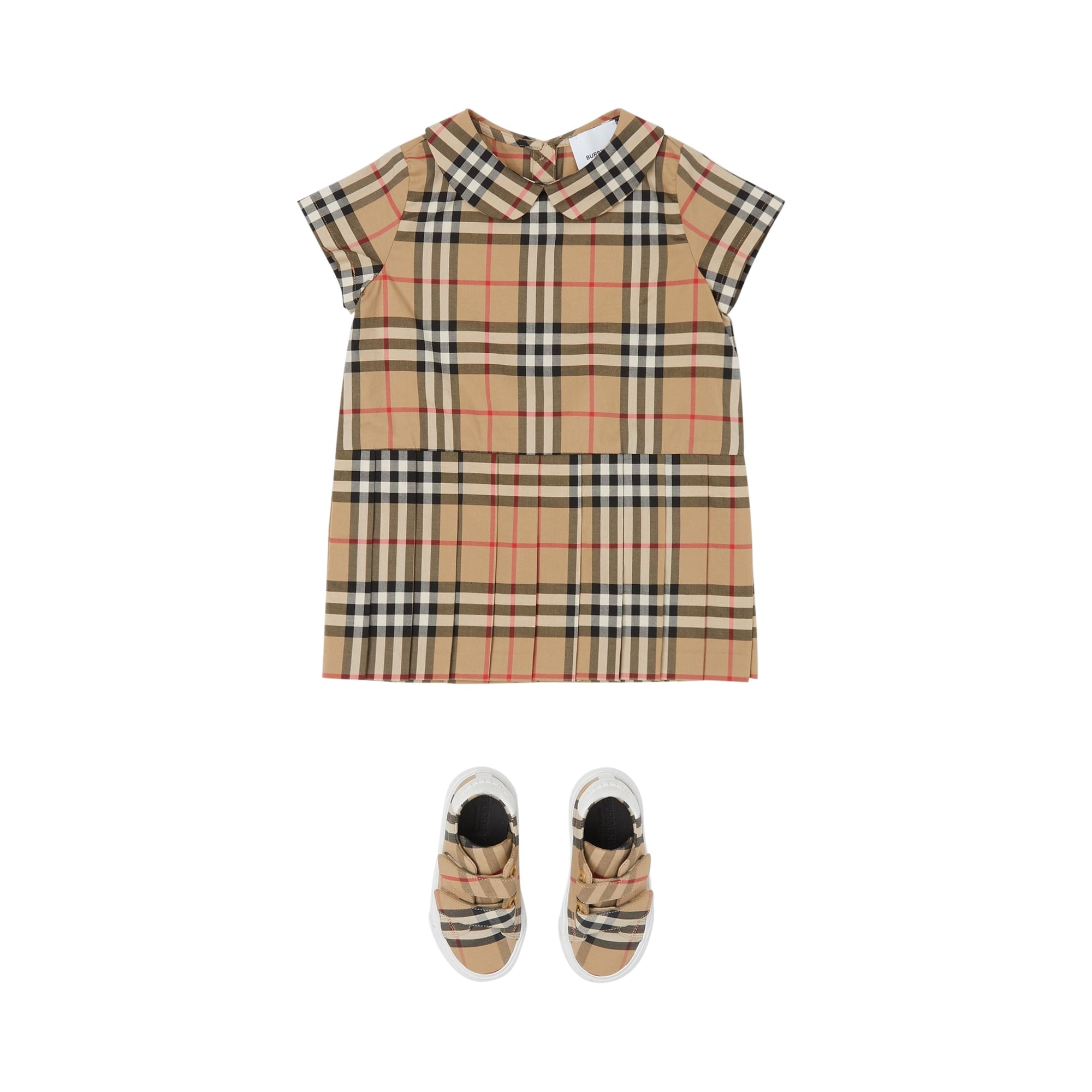 Robe en coton Vintage Check avec col Claudine - Archive Beige Check