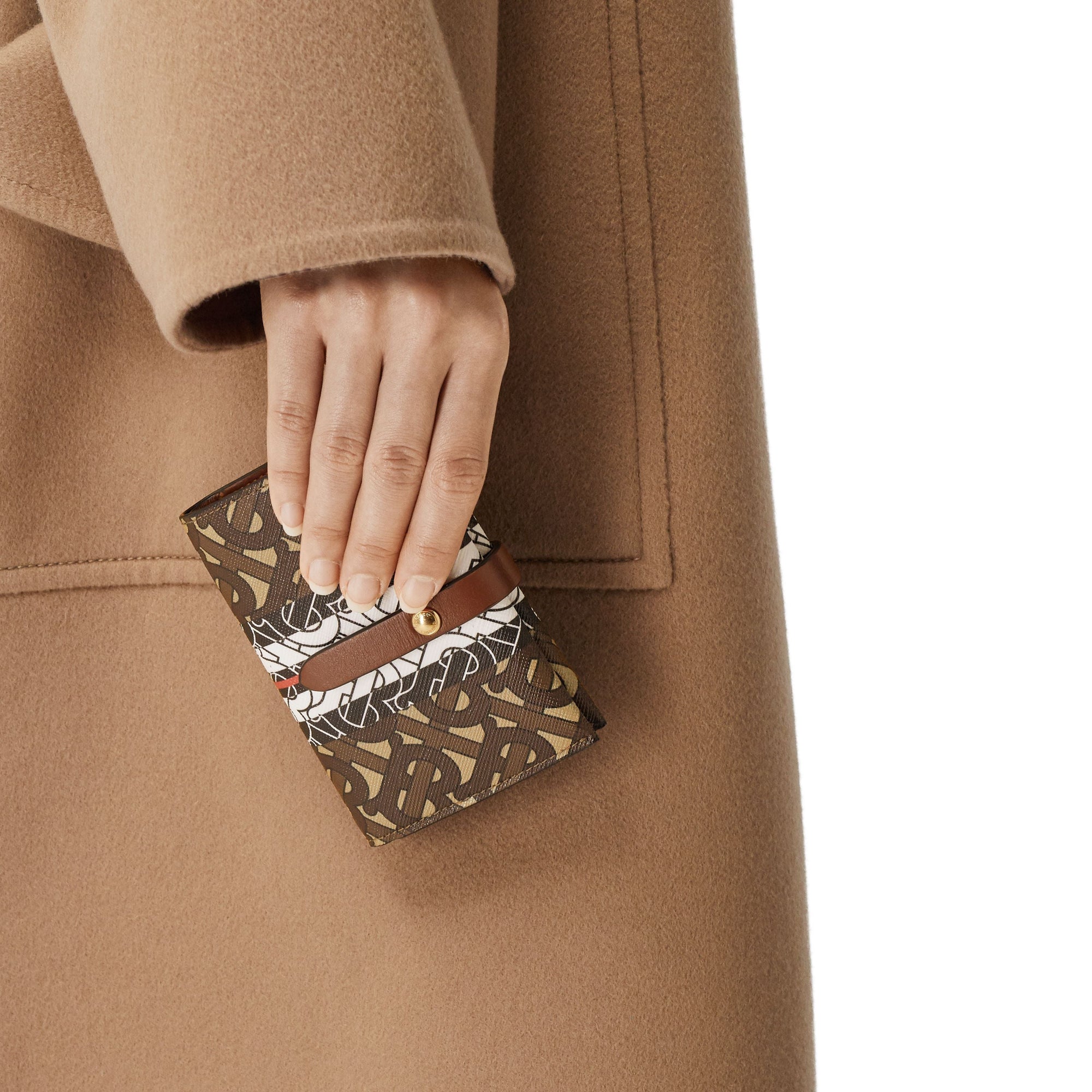 Portefeuille moyen en toile écologique rayé Monogram - Bridle Brown