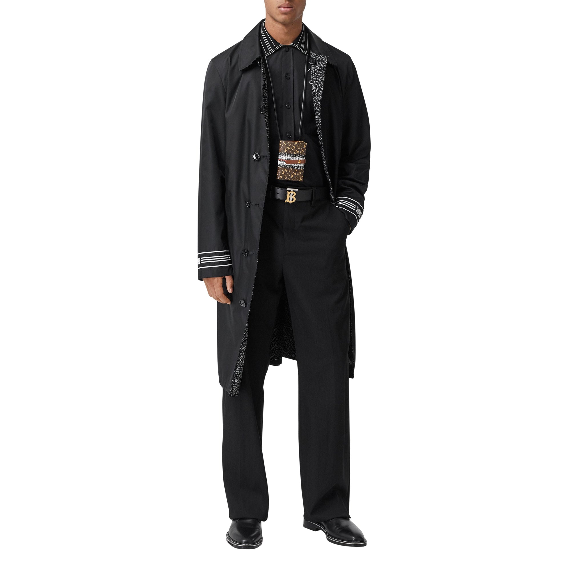 Portefeuille moyen en toile écologique rayé Monogram - Bridle Brown