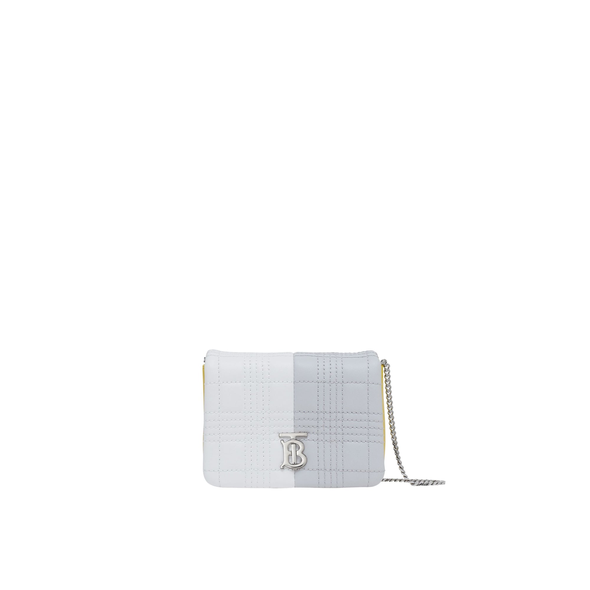 Micro sac Lola matelassé en cuir d'agneau color-block - Grey & White & Yellow