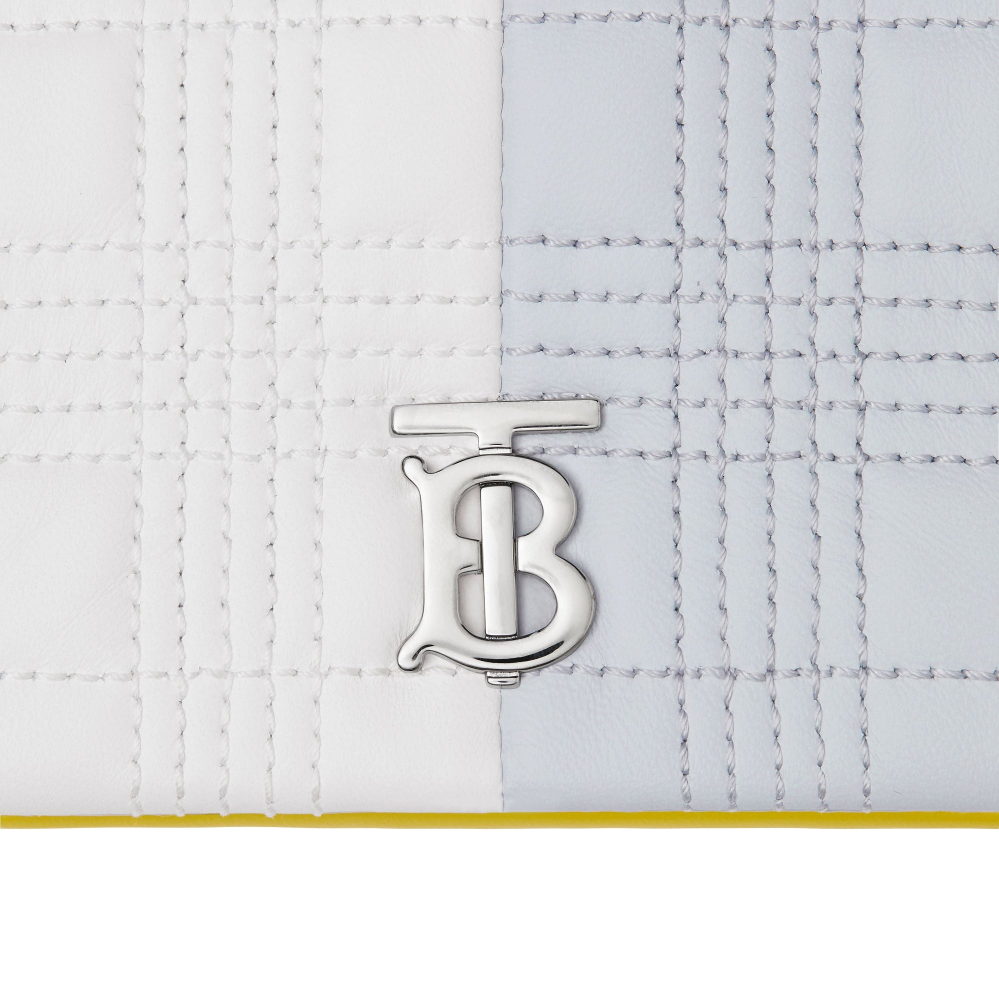 Micro sac Lola matelassé en cuir d'agneau color-block - Grey & White & Yellow