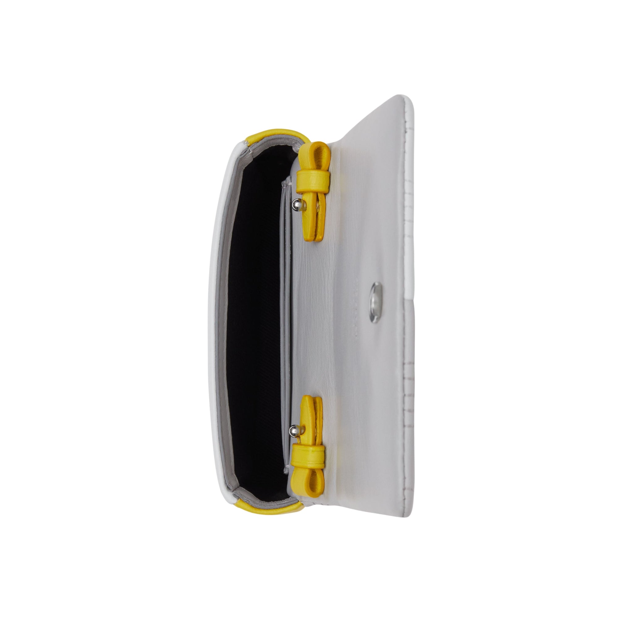 Micro sac Lola matelassé en cuir d'agneau color-block - Grey & White & Yellow