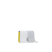 Micro sac Lola matelassé en cuir d'agneau color-block - Grey & White & Yellow