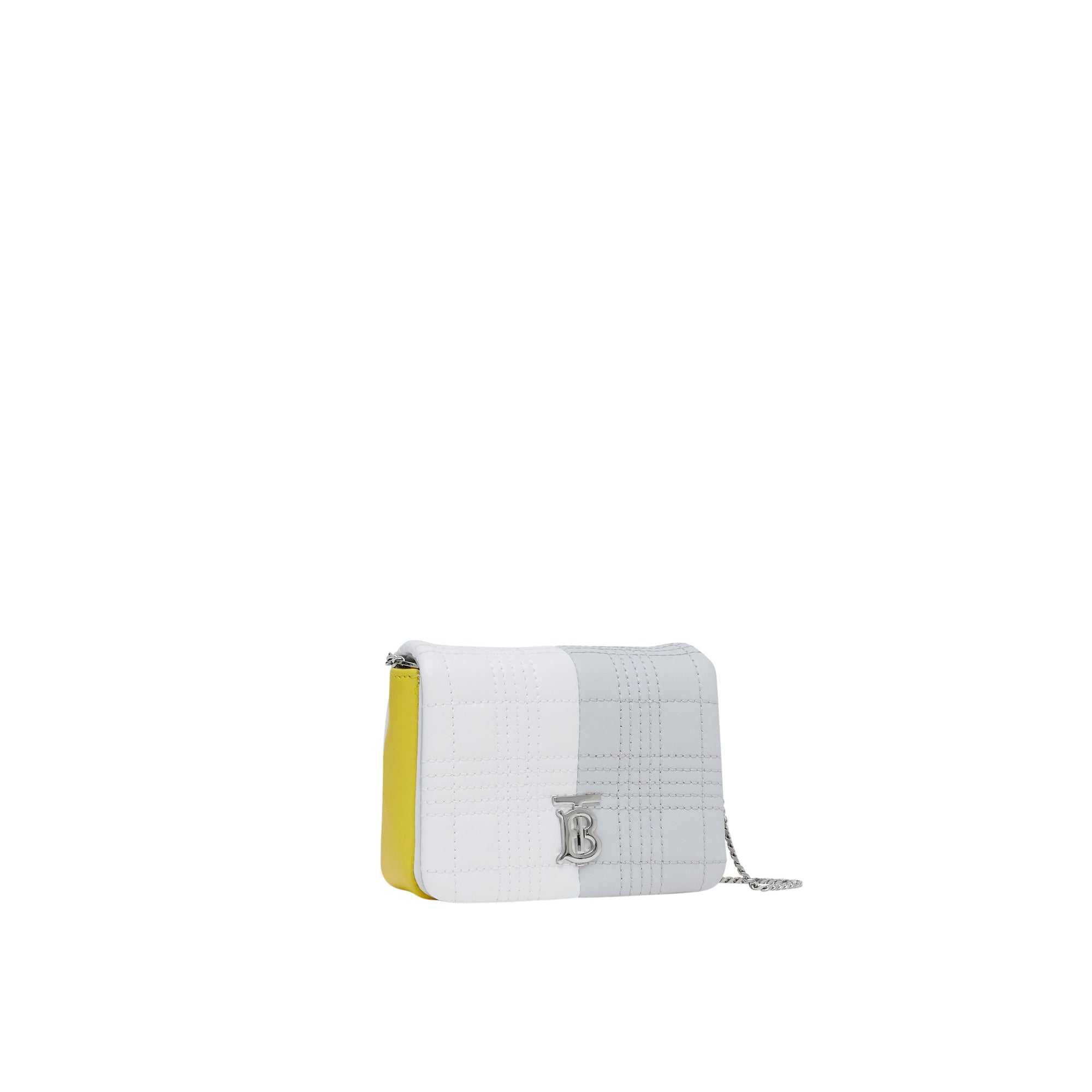 Micro sac Lola matelassé en cuir d'agneau color-block - Grey & White & Yellow