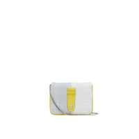 Micro sac Lola matelassé en cuir d'agneau color-block - Grey & White & Yellow