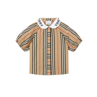 Chemisier en coton à rayures iconiques et manches - Archive Beige