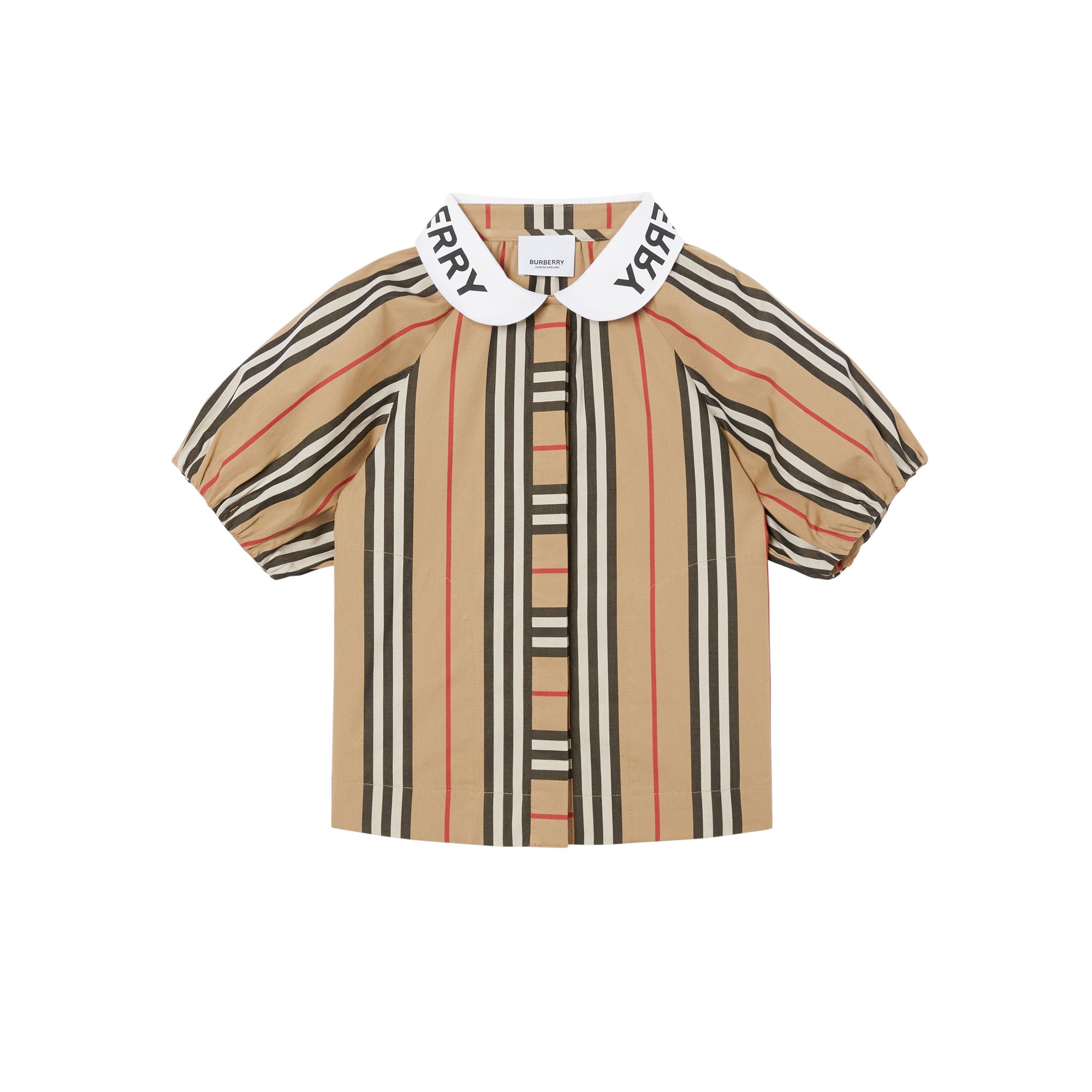 Chemisier en coton à rayures iconiques et manches - Archive Beige
