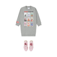 Robe pull en coton à imprimé personnage - Grey Melange