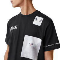 T-shirt en coton à imprimé montage - Black