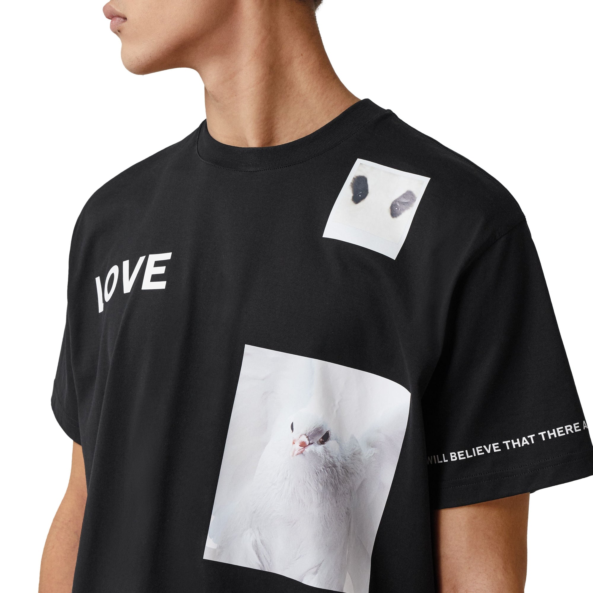 T-shirt en coton à imprimé montage - Black