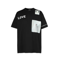 T-shirt en coton à imprimé montage - Black