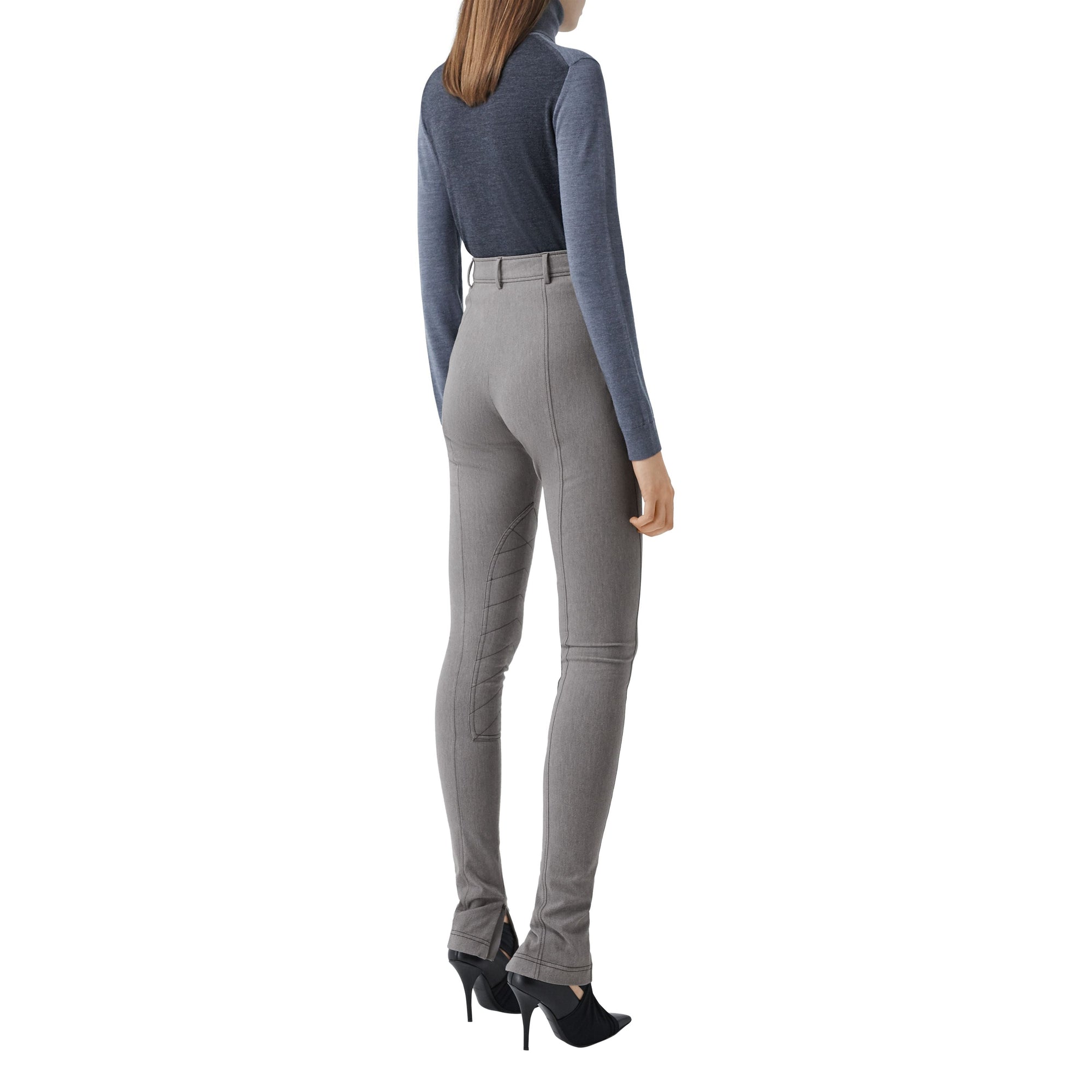 Pantalon en coton stretch mélangé avec zip - Grey Melange