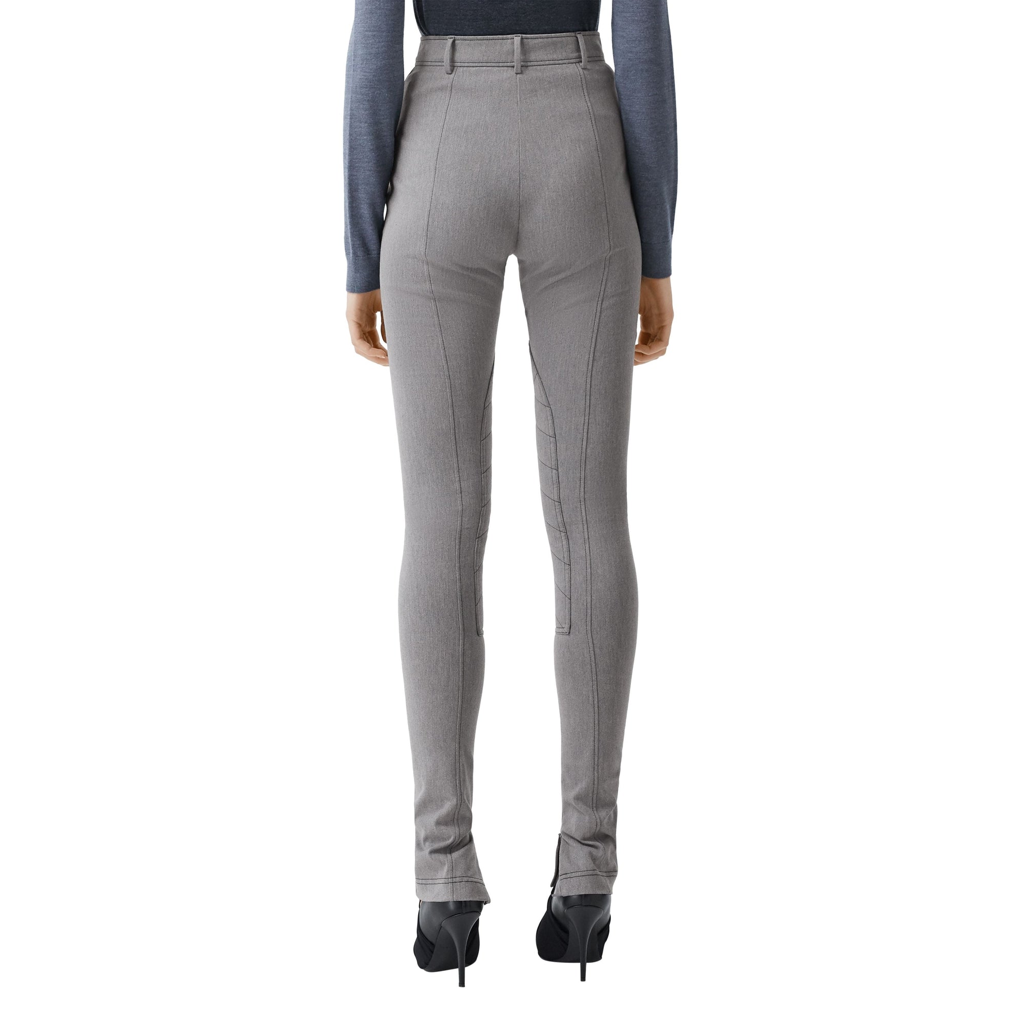 Pantalon en coton stretch mélangé avec zip - Grey Melange