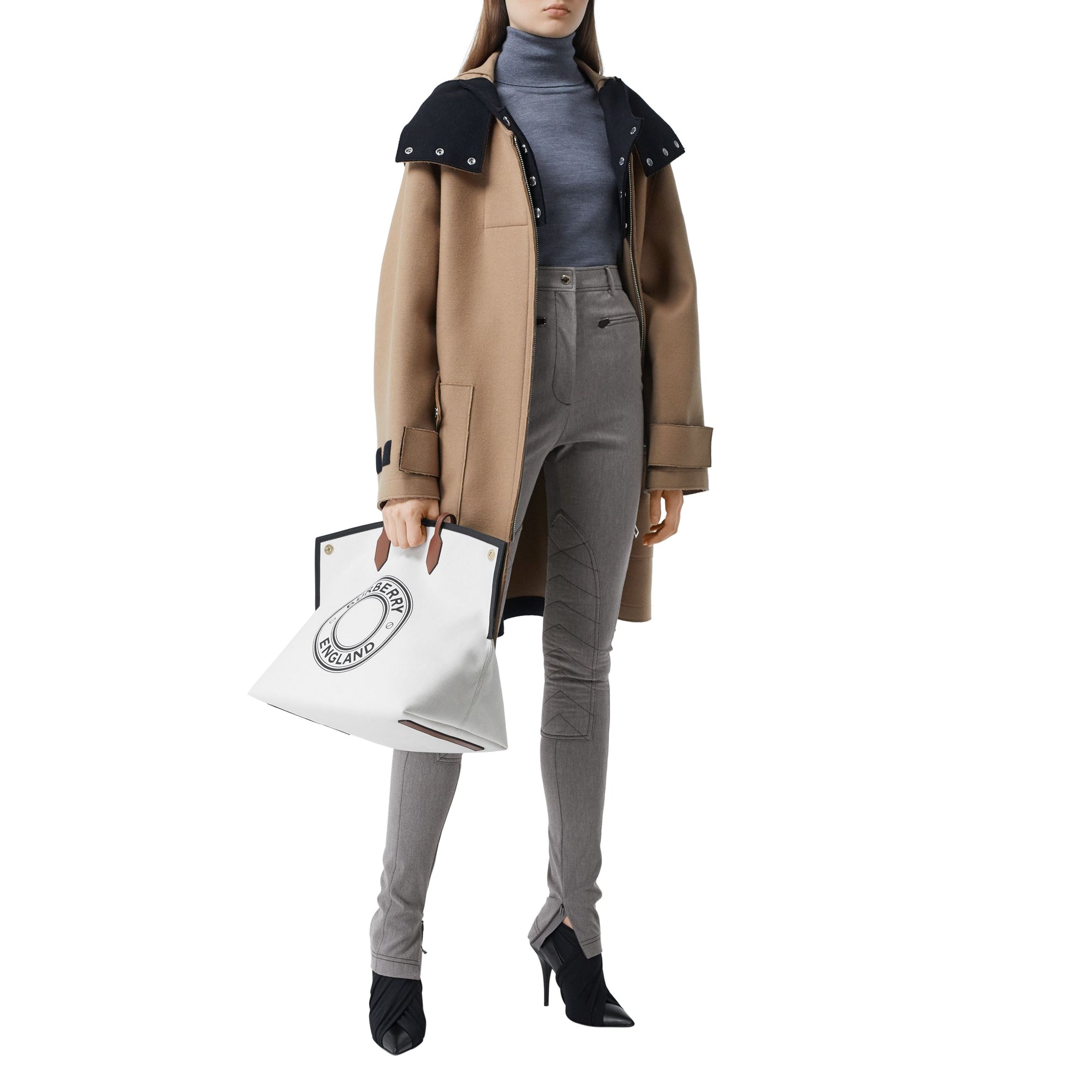 Pantalon en coton stretch mélangé avec zip - Grey Melange