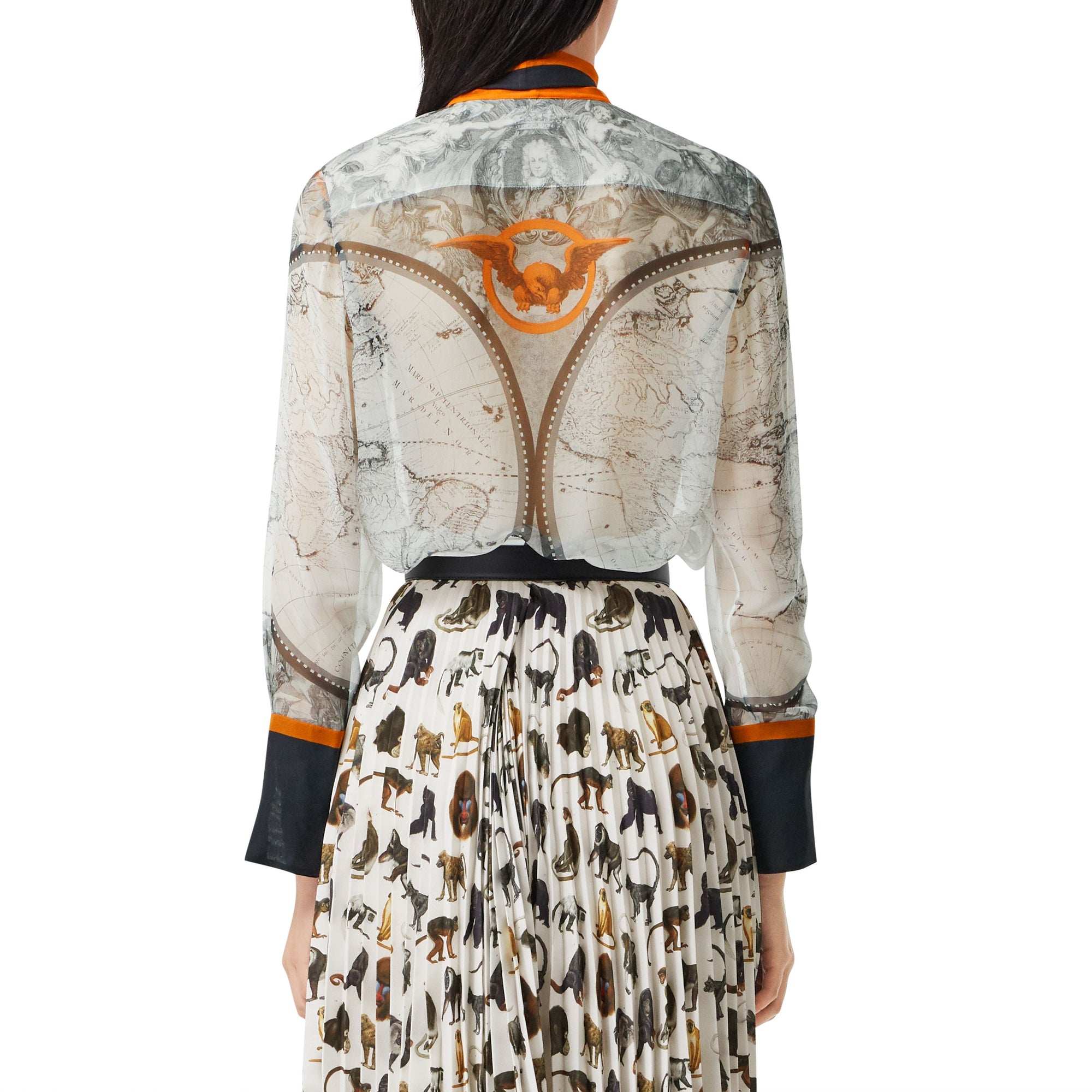 Chemisier à col lavallière en mousseline de soie - Taupe Grey