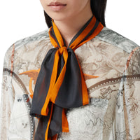 Chemisier à col lavallière en mousseline de soie - Taupe Grey