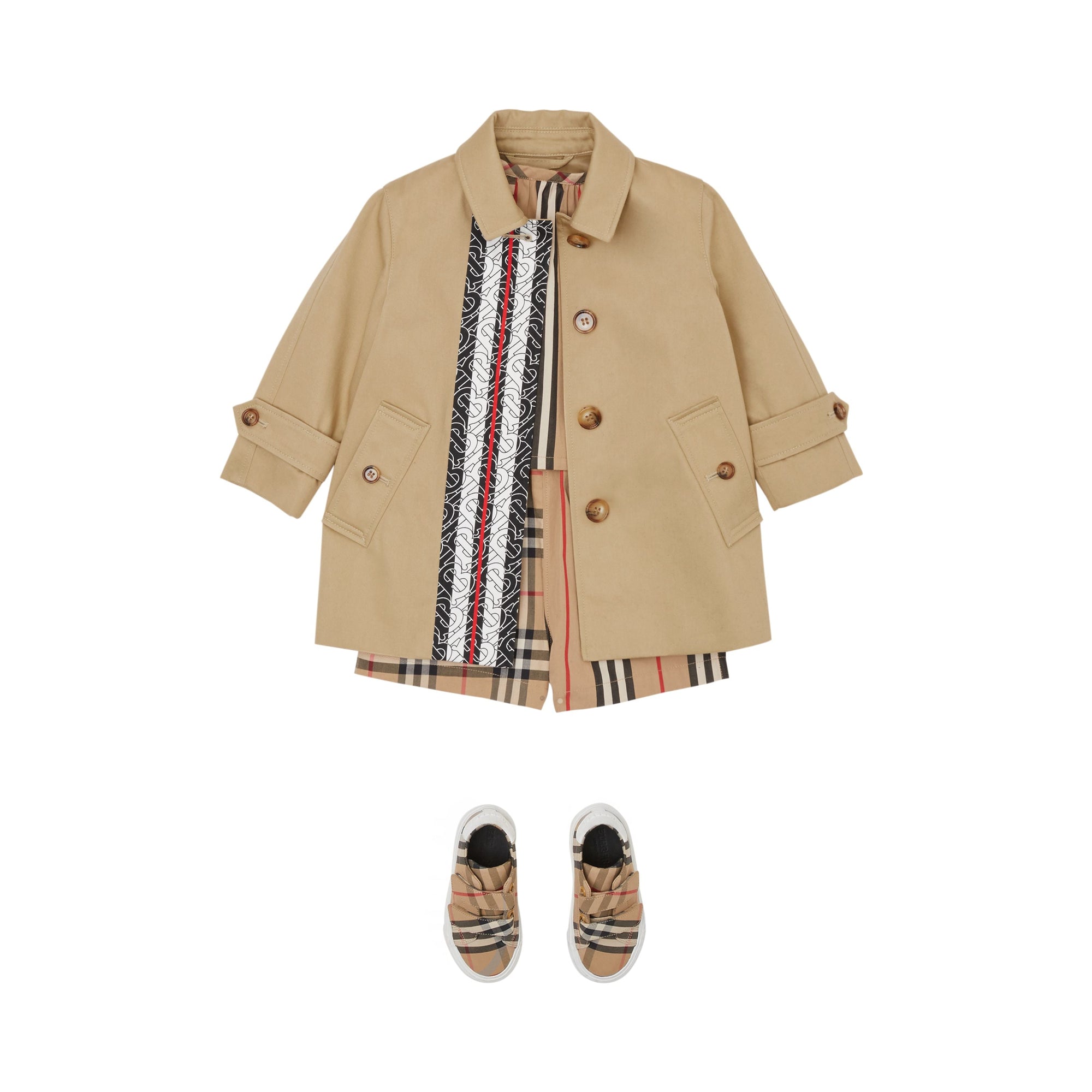 Trench en coton rayé Monogram - Honey