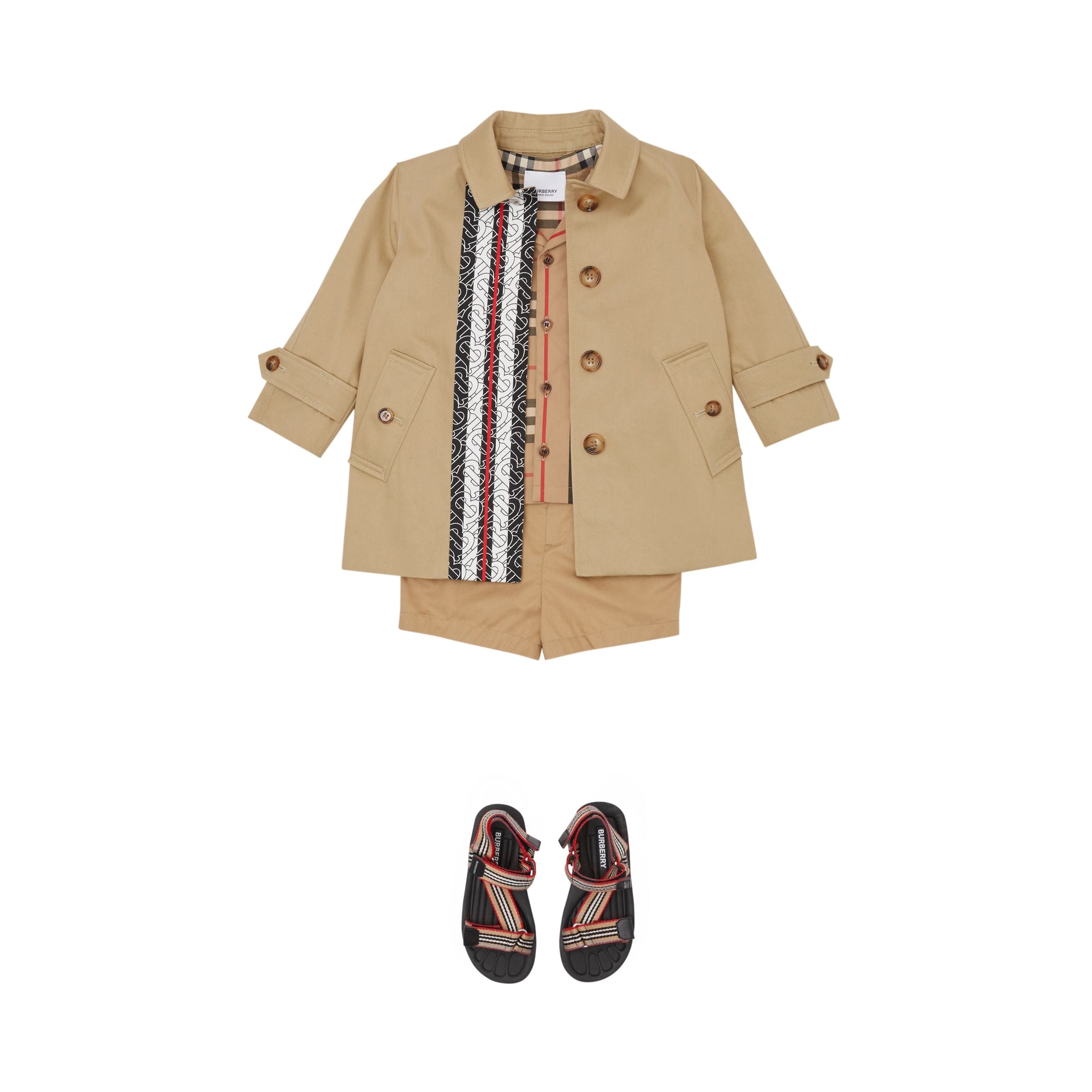 Trench en coton rayé Monogram - Honey