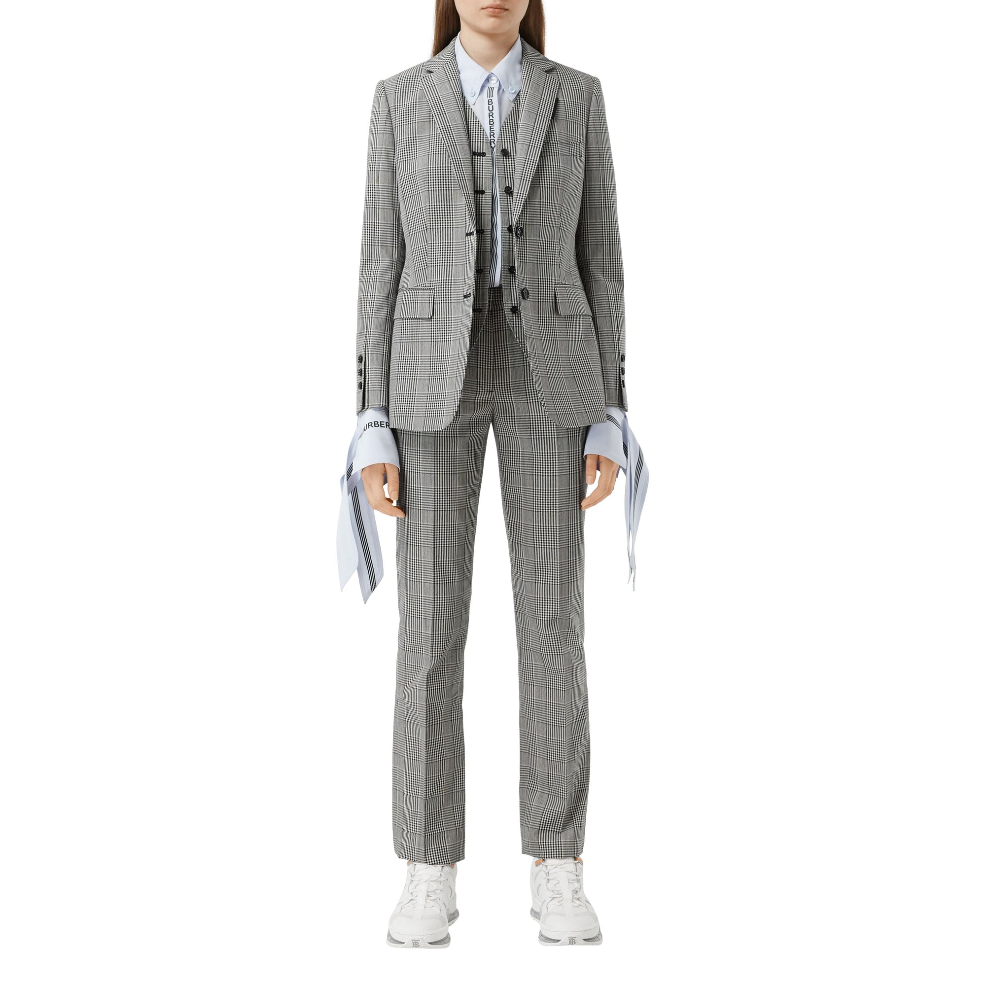 Pantalon tailleur 7/8 en laine à motif check - Black Check