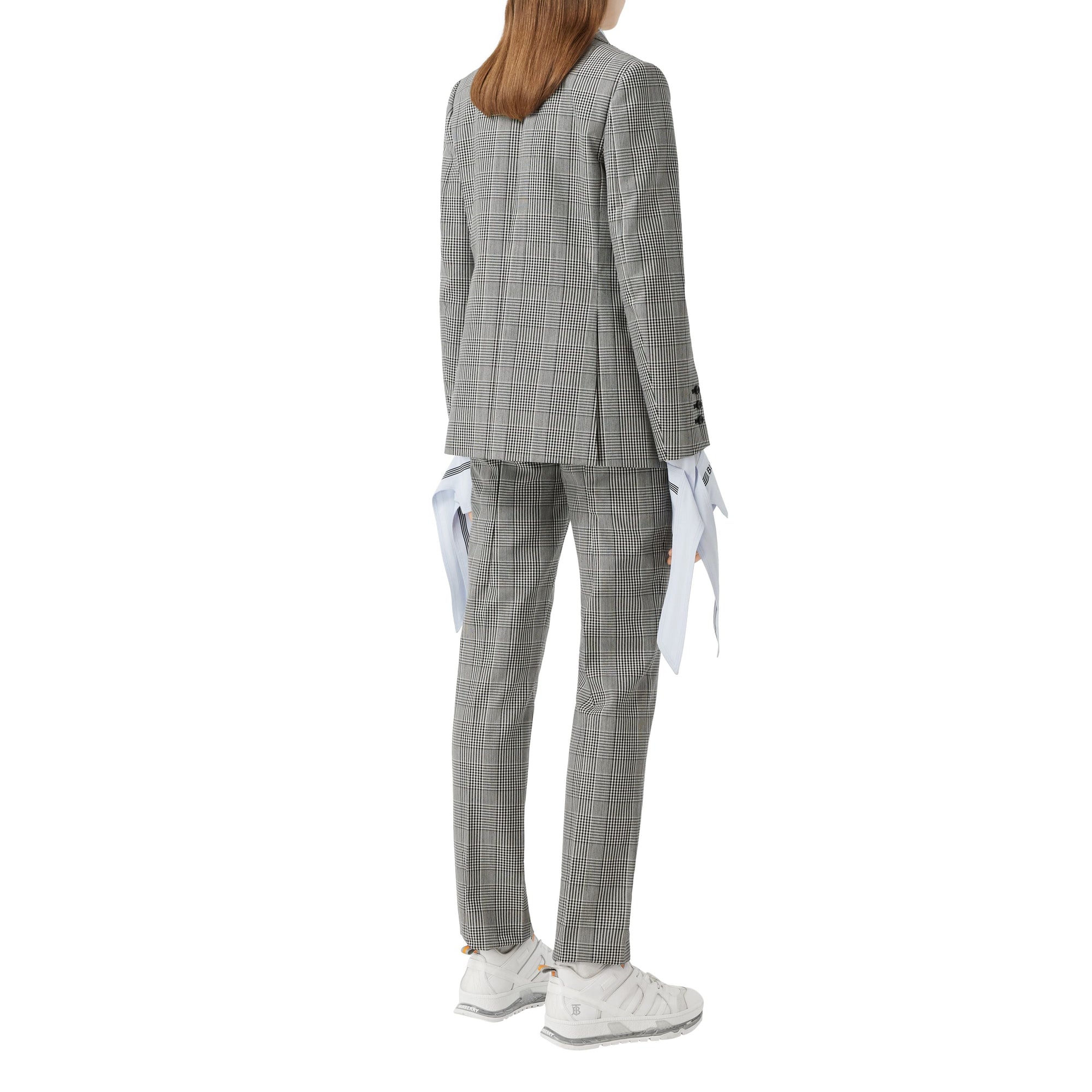 Pantalon tailleur 7/8 en laine à motif check - Black Check