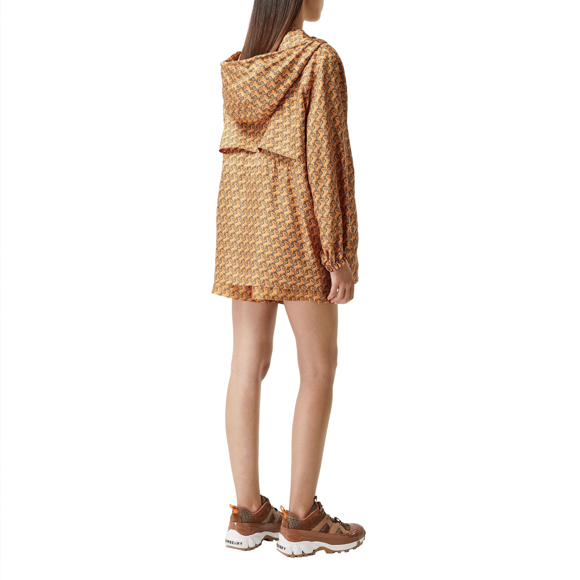 Veste à capuche en sergé de soie à imprimé licorne - Bright Melon