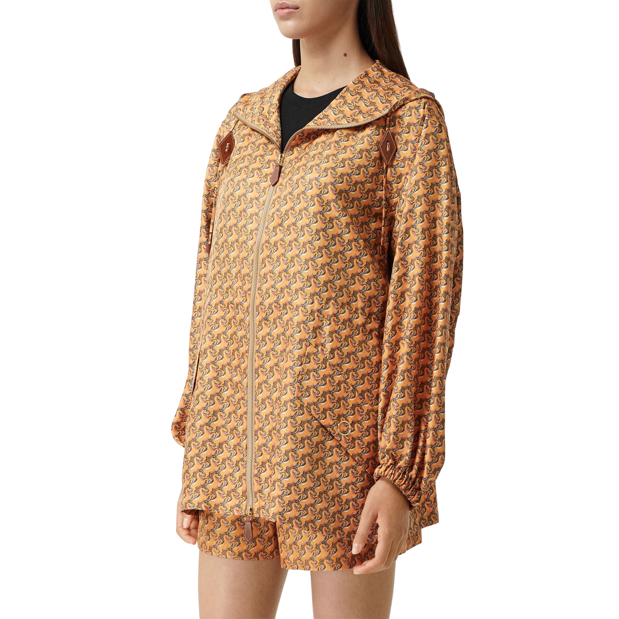 Veste à capuche en sergé de soie à imprimé licorne - Bright Melon