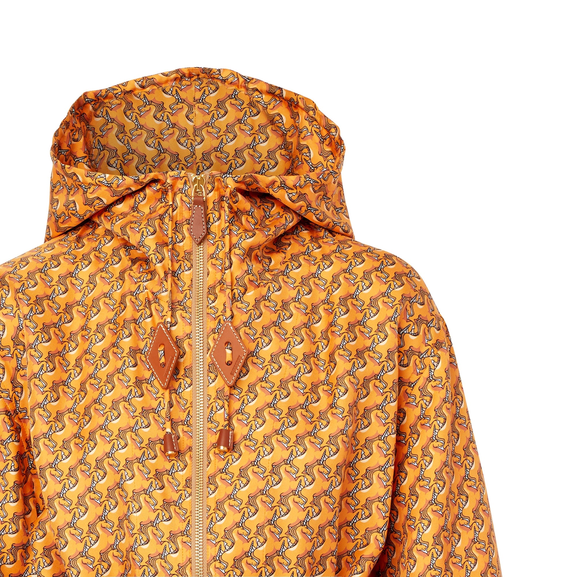 Veste à capuche en sergé de soie à imprimé licorne - Bright Melon