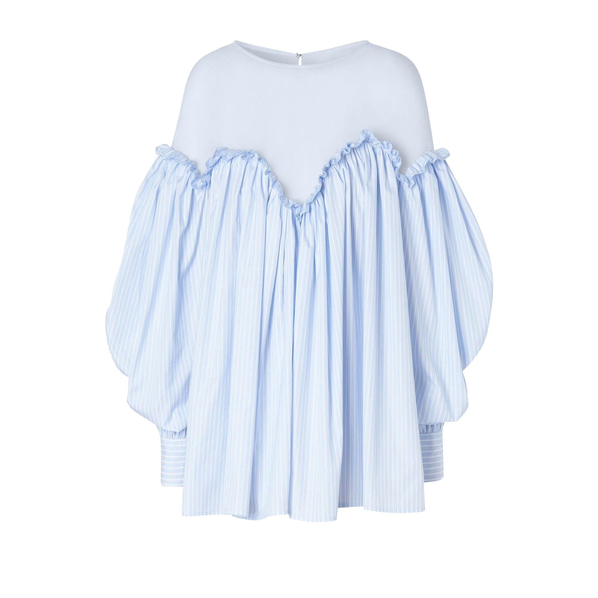 Chemisier rayé à manches bouffantes - Pale Blue Stripe