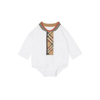 Coffret cadeau deux pièces pour bébé en coton avec Check - White