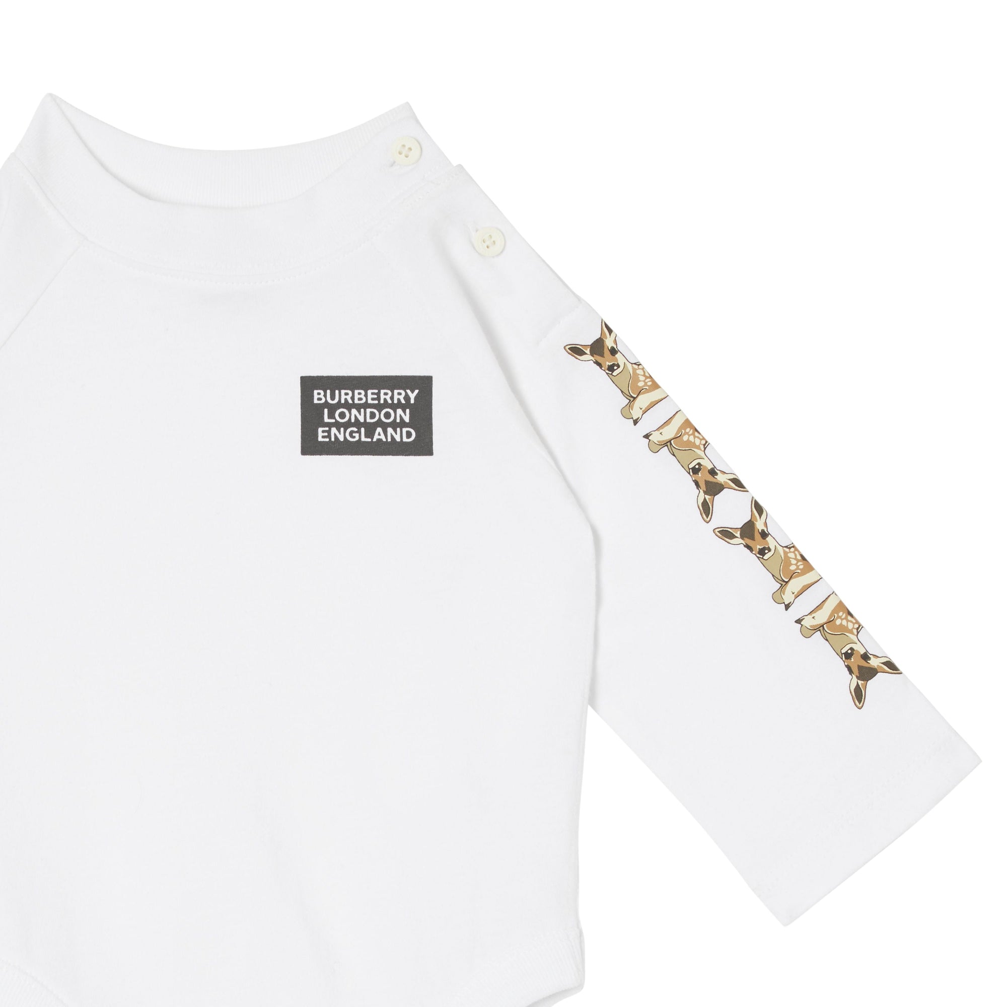 Coffret cadeau deux pièces pour bébé en coton avec Check - White