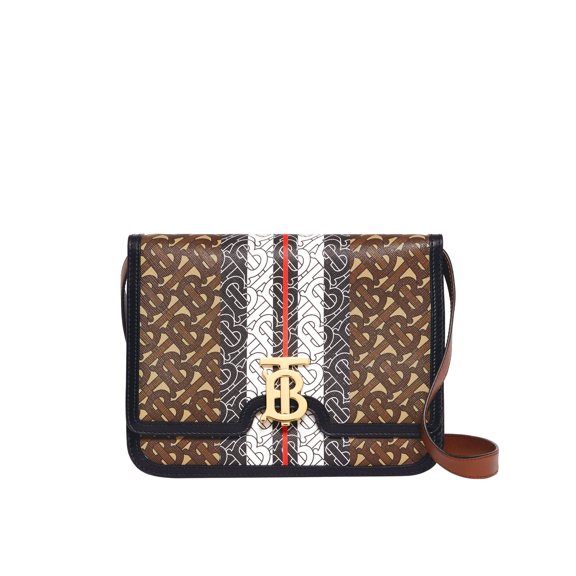 Sac TB moyen en toile écologique rayé Monogram - Bridle Brown