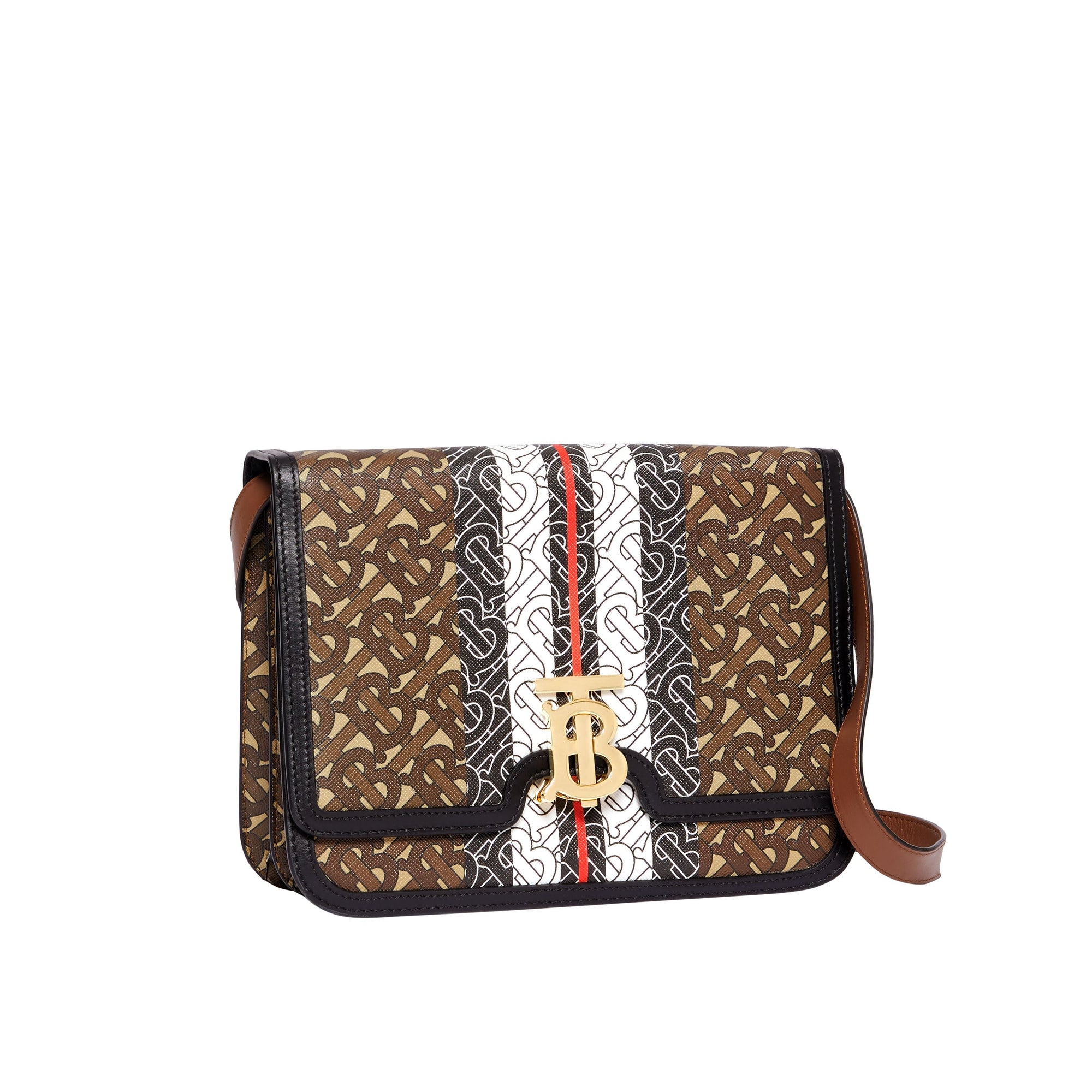Sac TB moyen en toile écologique rayé Monogram - Bridle Brown