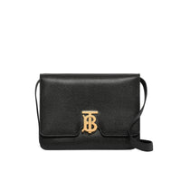 Sac TB moyen en cuir grainé - Black