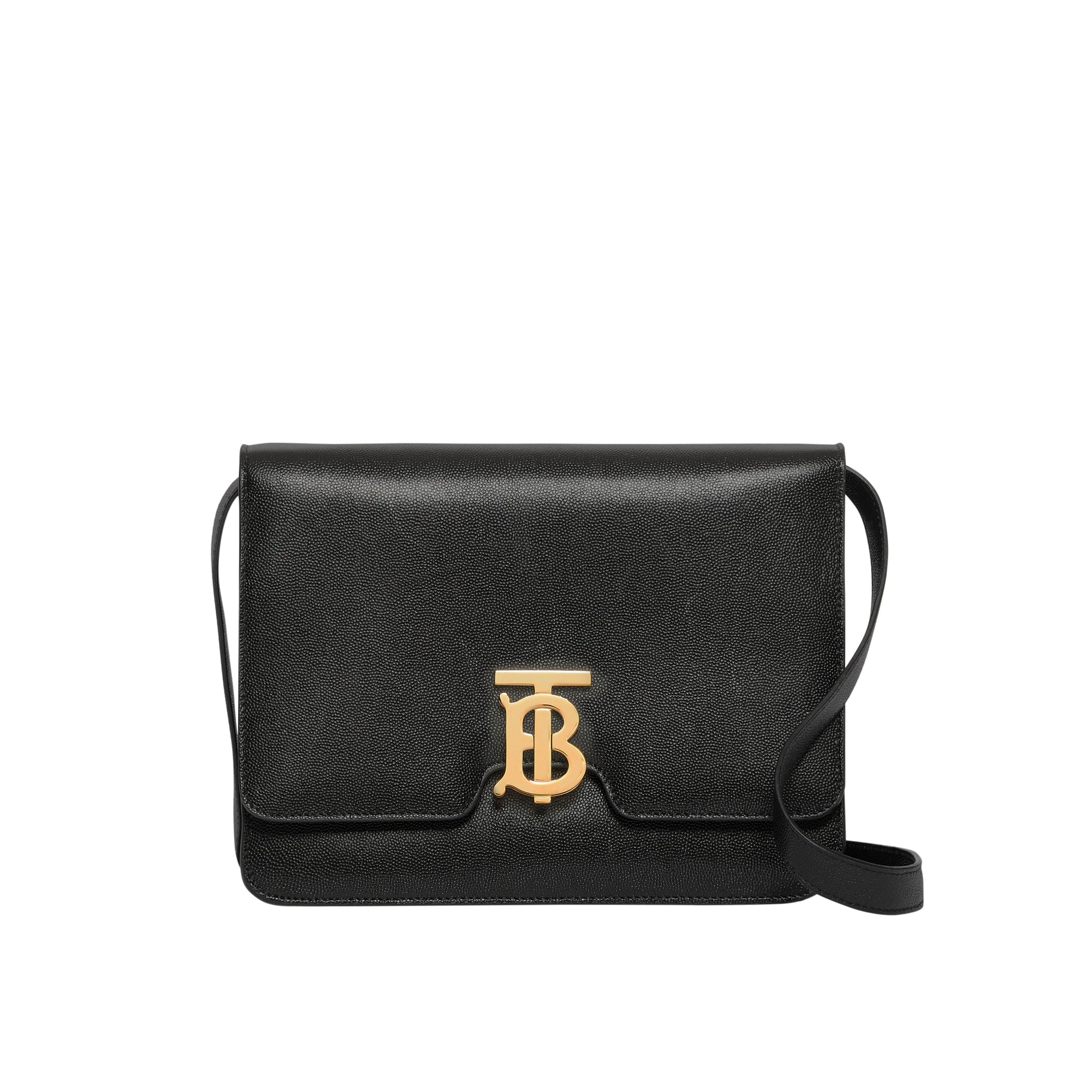 Sac TB moyen en cuir grainé - Black