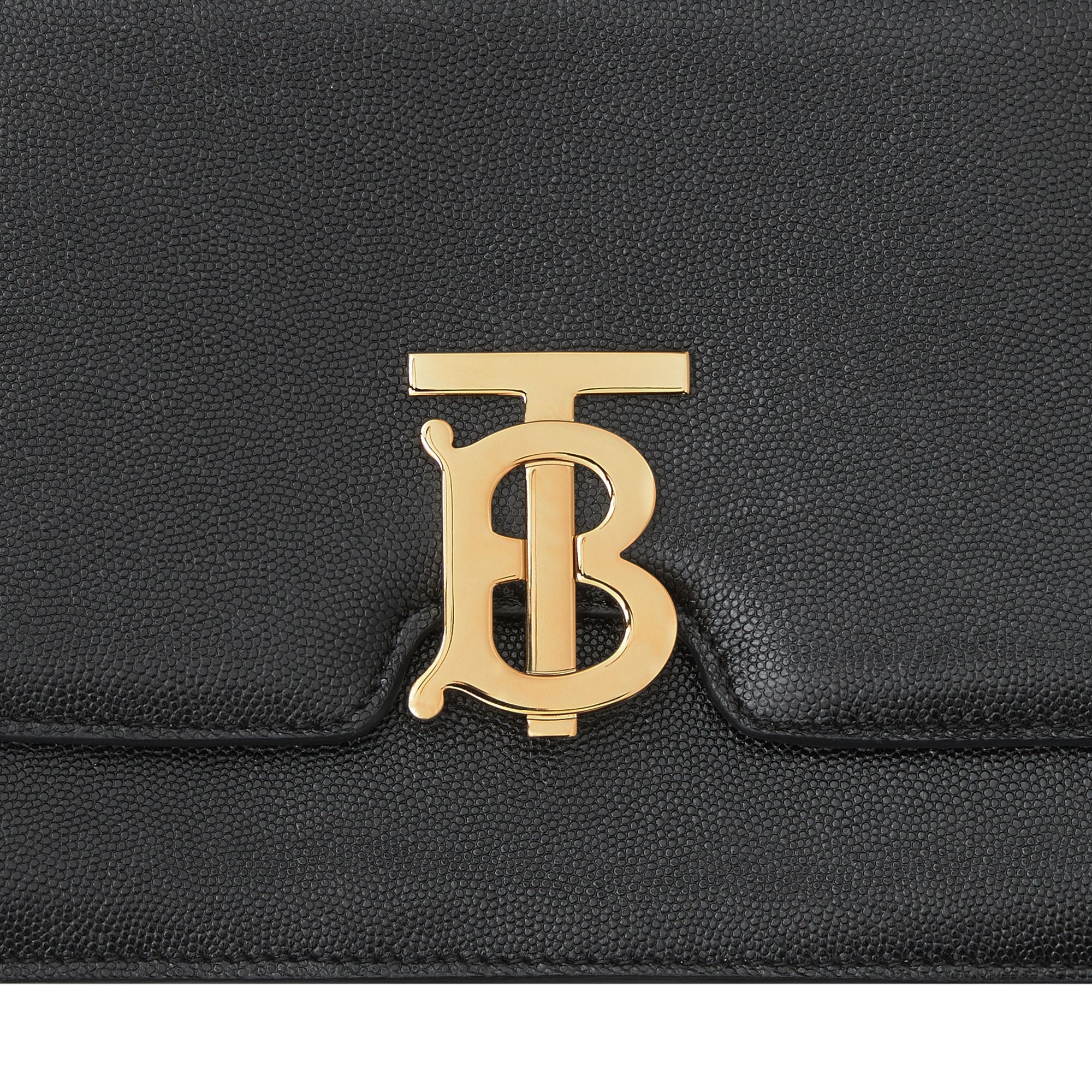 Sac TB moyen en cuir grainé - Black
