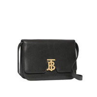 Sac TB moyen en cuir grainé - Black