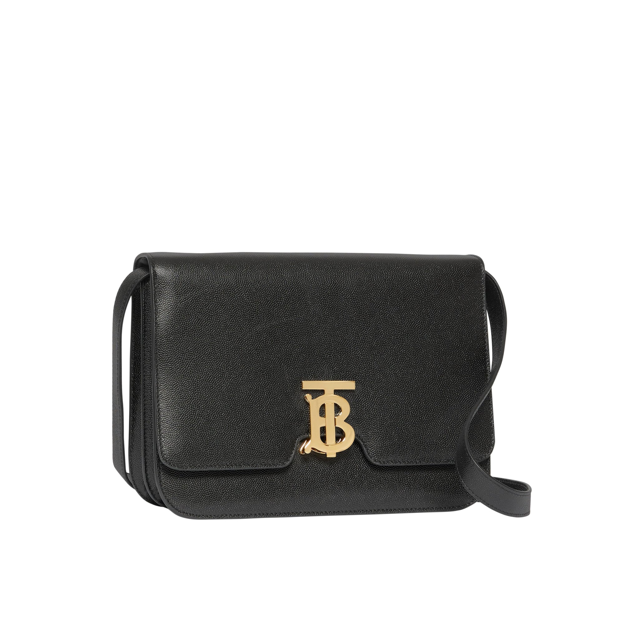 Sac TB moyen en cuir grainé - Black
