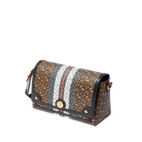 Sac à bandoulière Note en toile rayé monogramme - Bridle Brown