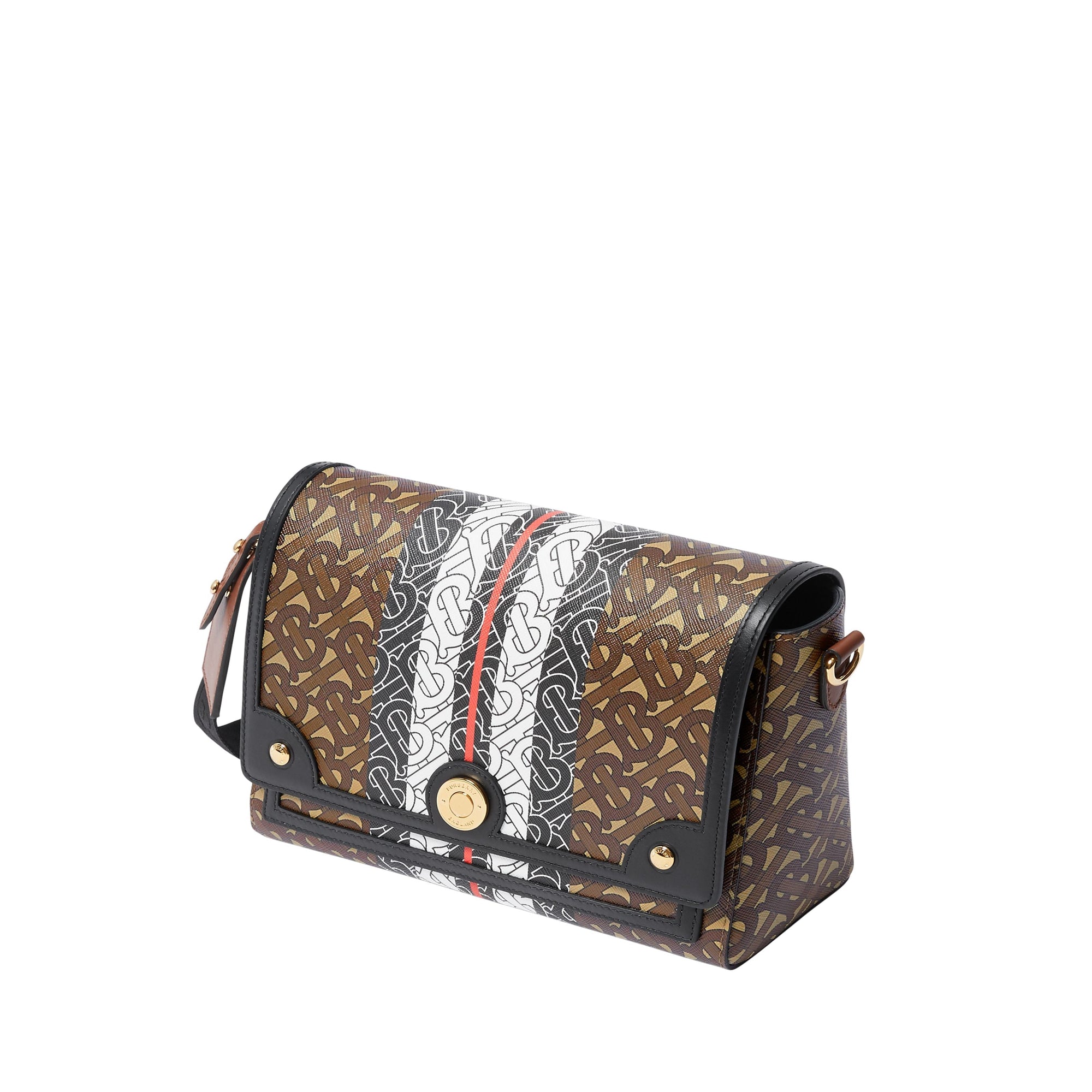 Sac à bandoulière Note en toile rayé monogramme - Bridle Brown