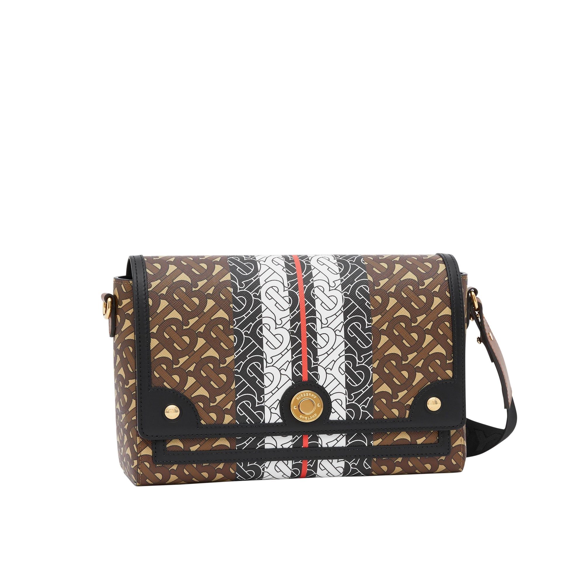 Sac à bandoulière Note en toile rayé monogramme - Bridle Brown
