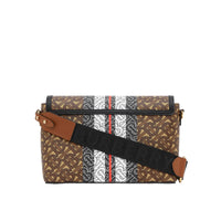 Sac à bandoulière Note en toile rayé monogramme - Bridle Brown
