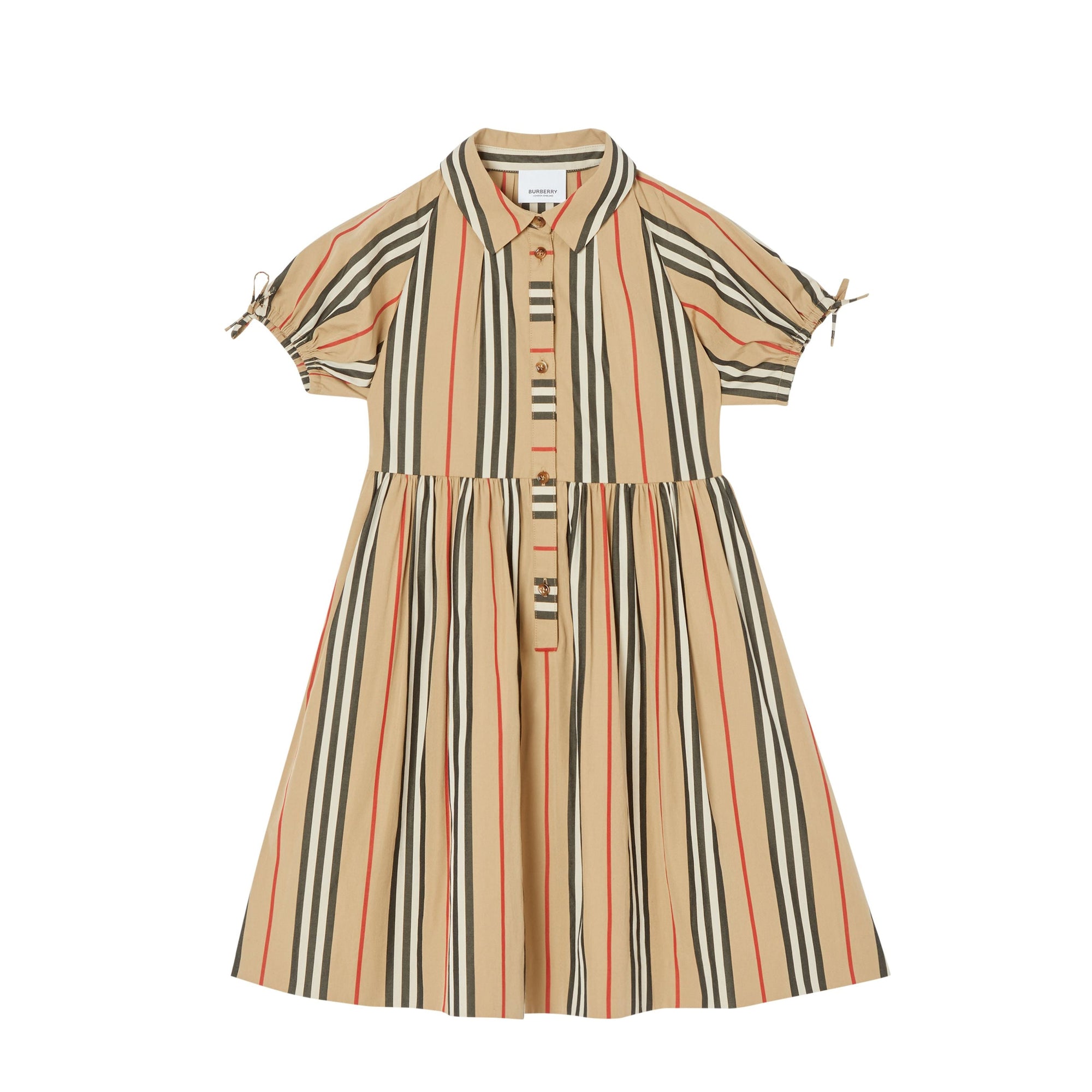 Robe en popeline de coton à rayures iconiques - Archive Beige