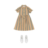 Robe en popeline de coton à rayures iconiques - Archive Beige