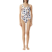 Maillot de bain à imprimé singe - Optic White