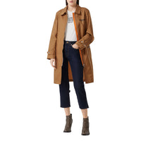 Manteau en toile technique avec logo appliqué - Camel