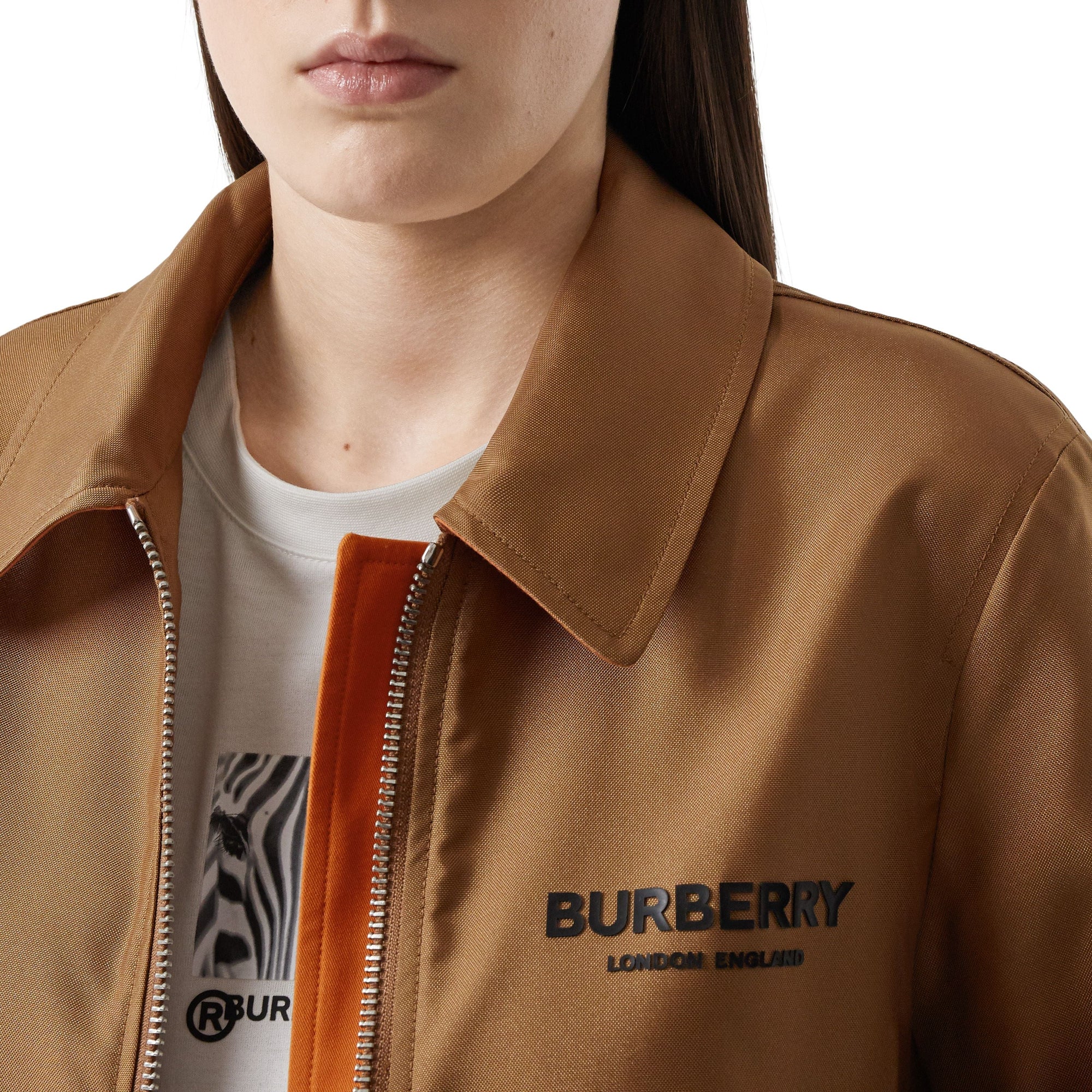 Manteau en toile technique avec logo appliqué - Camel