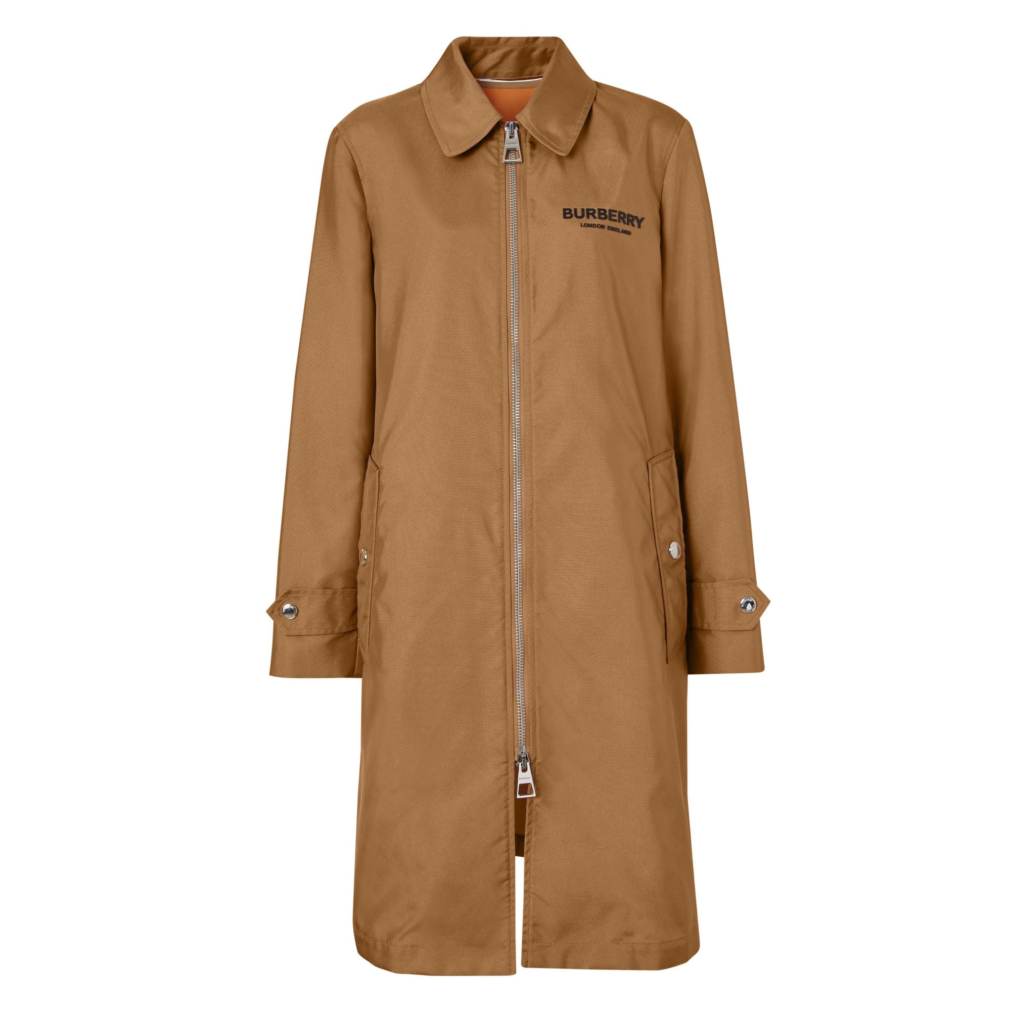 Manteau en toile technique avec logo appliqué - Camel